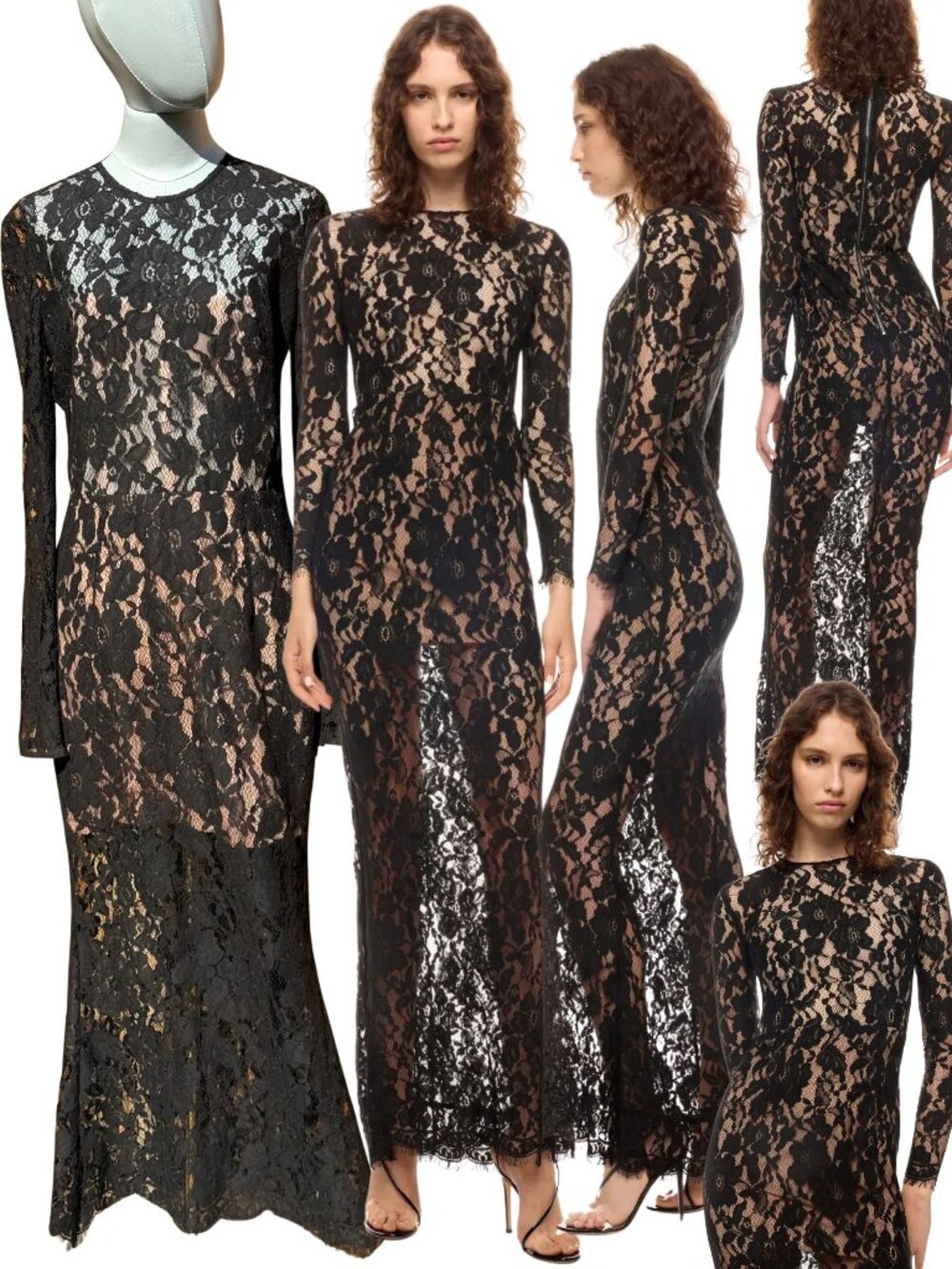 ๐ BRONX & BANCO ๐งฟ NWOT Colette Noir Black Lace Gown, Sz L US 8